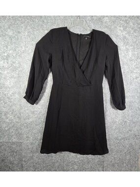 Banana Republic  Wrap Dress Long Sleeve Knee Length Black Women's Size 6 Classic